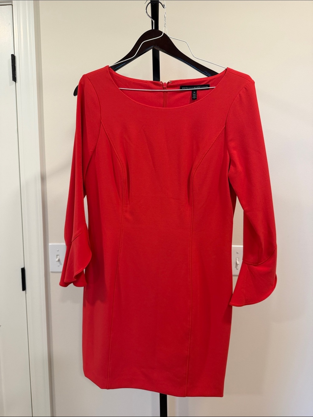White House Black Market Red Long-Sleeve Sheath Dress